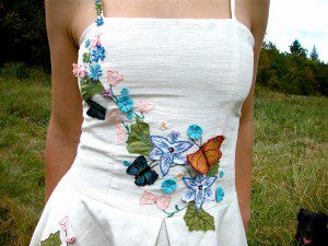 Alternative Wedding Dresses Custom Embroidery on eco-friendly wedding dress