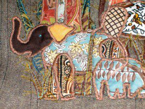 hand applique elephants natural clothing wearable art