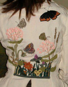 Embroidered Butterflies and Flowers Wearable Art by Tara Lynn Full Back View