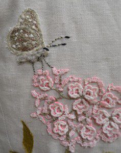 Embroidered Butterfly and Flower Wearable Art by Tara Lynn