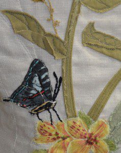 Embroidered Butterfly and Flower Wearable Art by Tara Lynn