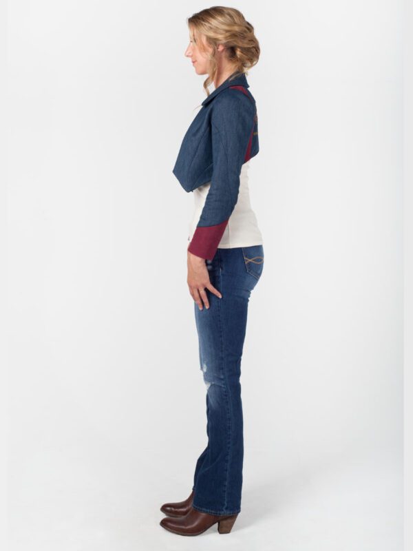 Bison Bolero Hemp and PET Denim Twill Tara Lynn Crop Jacket Eco Natural Clothing Wearable Art