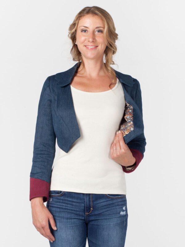 Bison Bolero Hemp and PET Denim Twill Tara Lynn Crop Jacket Eco Natural Clothing Wearable Art