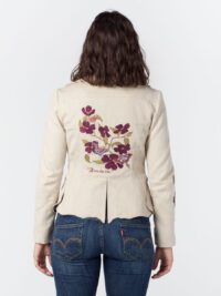 Embroidered Butterfly Jacket Ecru Hemp Cotton Tara Lynn Natural Clothing Eco Fashion Wearable Art
