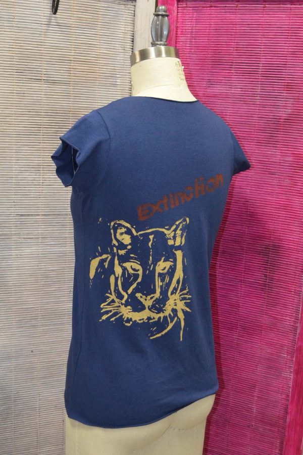 Endangered wild cat printed organic cotton T-shirt