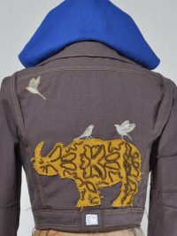 Cropped Jacket Earth Bitch Hoodie with Beaded Rhino