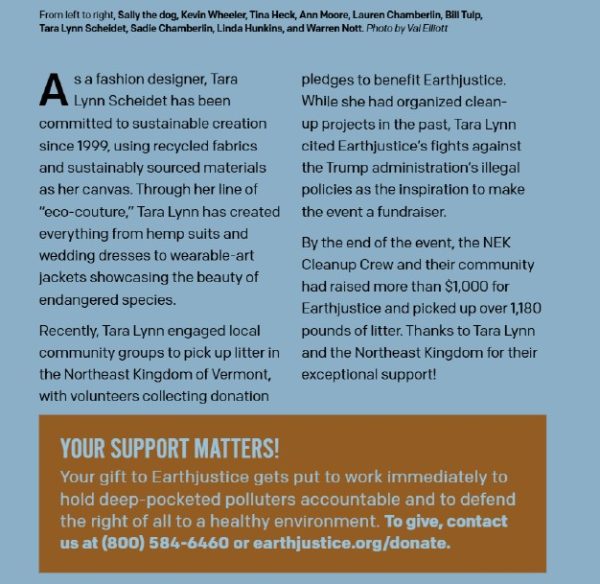 Donor Profile Earth Justice Fall News letter